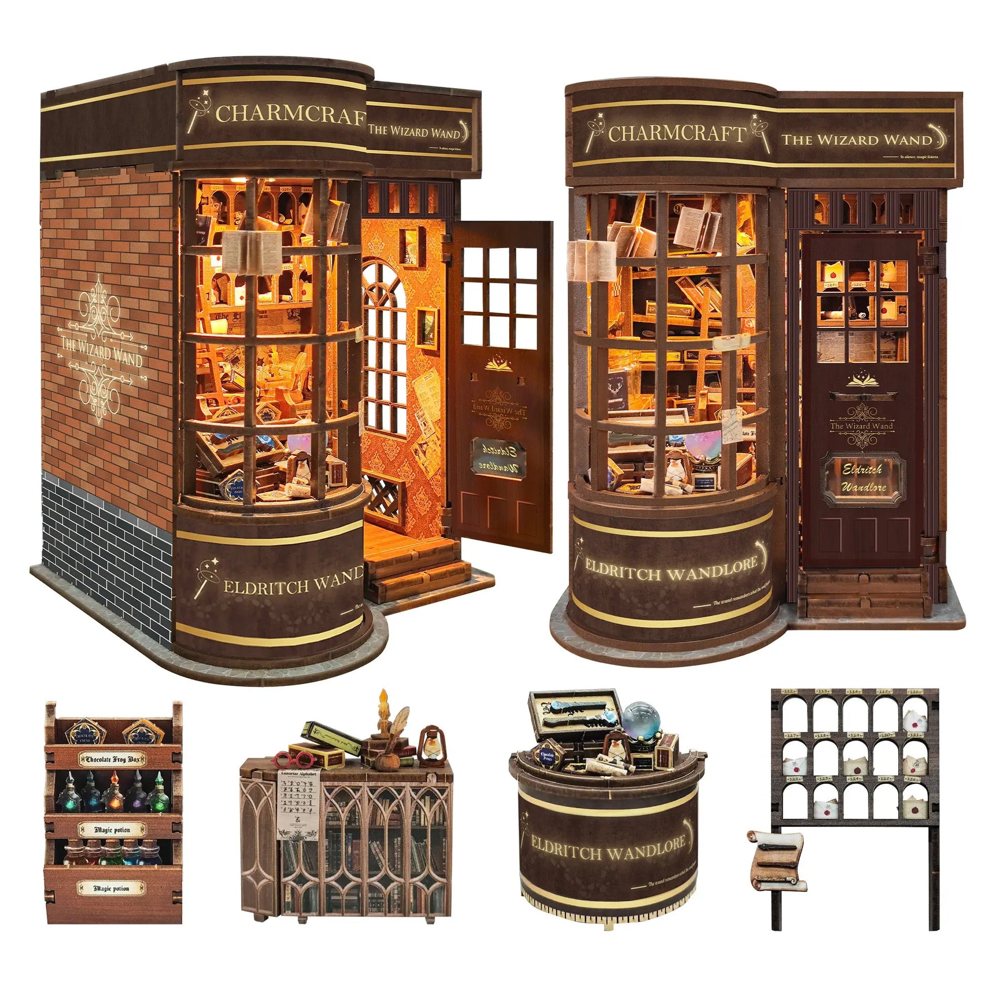 Pixie Curio Wizardlore Bookend DIY Miniature Kit with LED Lights Pixie Curio