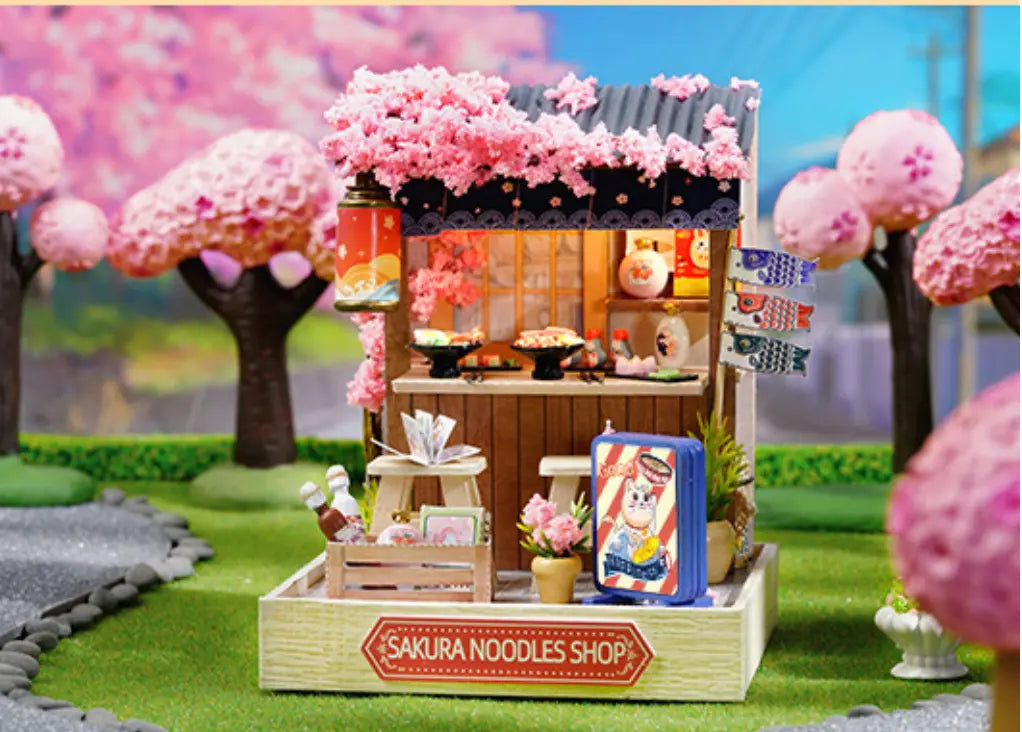 幸せの桜カフェ通り ミニチュア風景セット pixieCurio