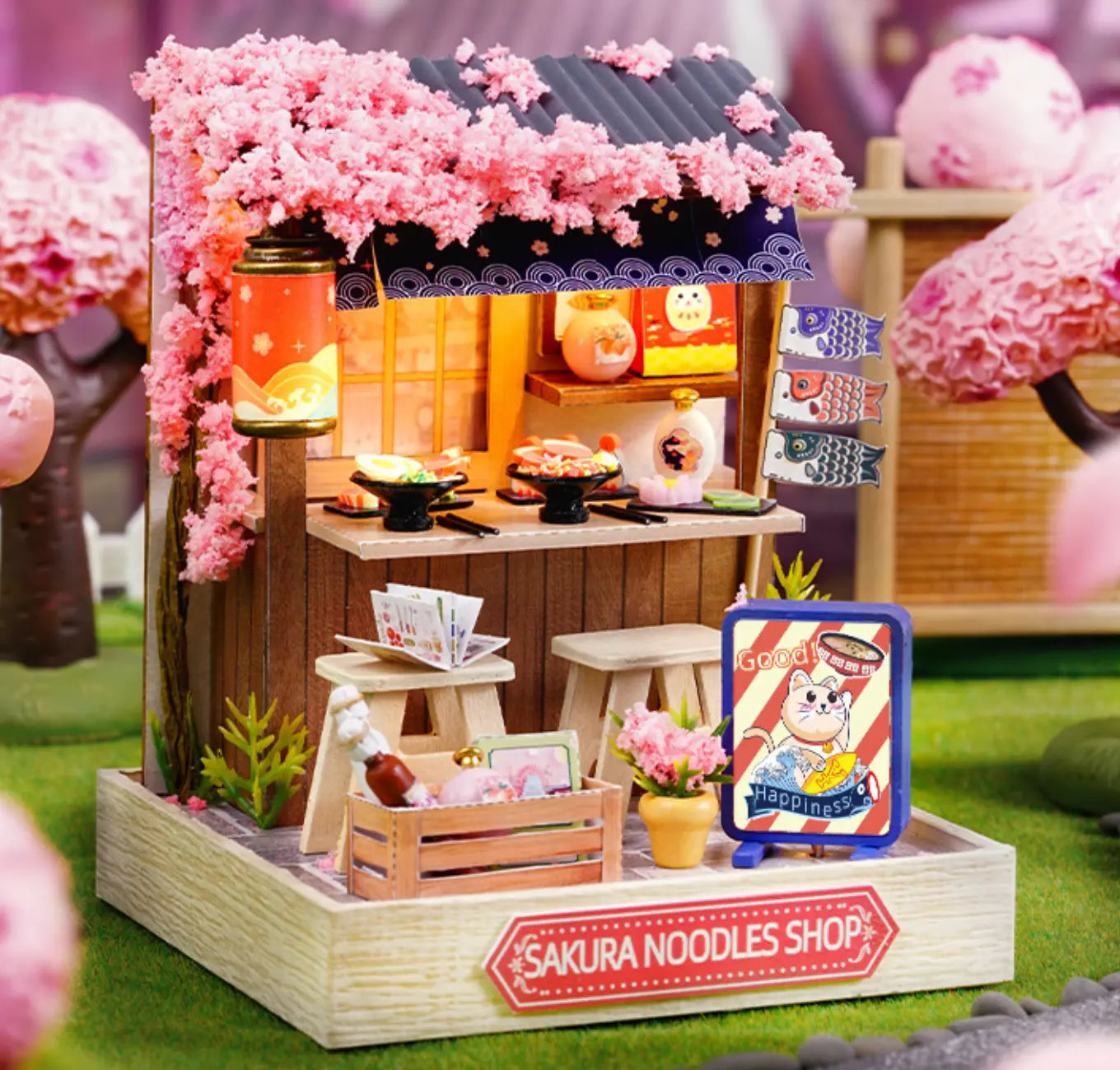 幸せの桜カフェ通り ミニチュア風景セット pixieCurio