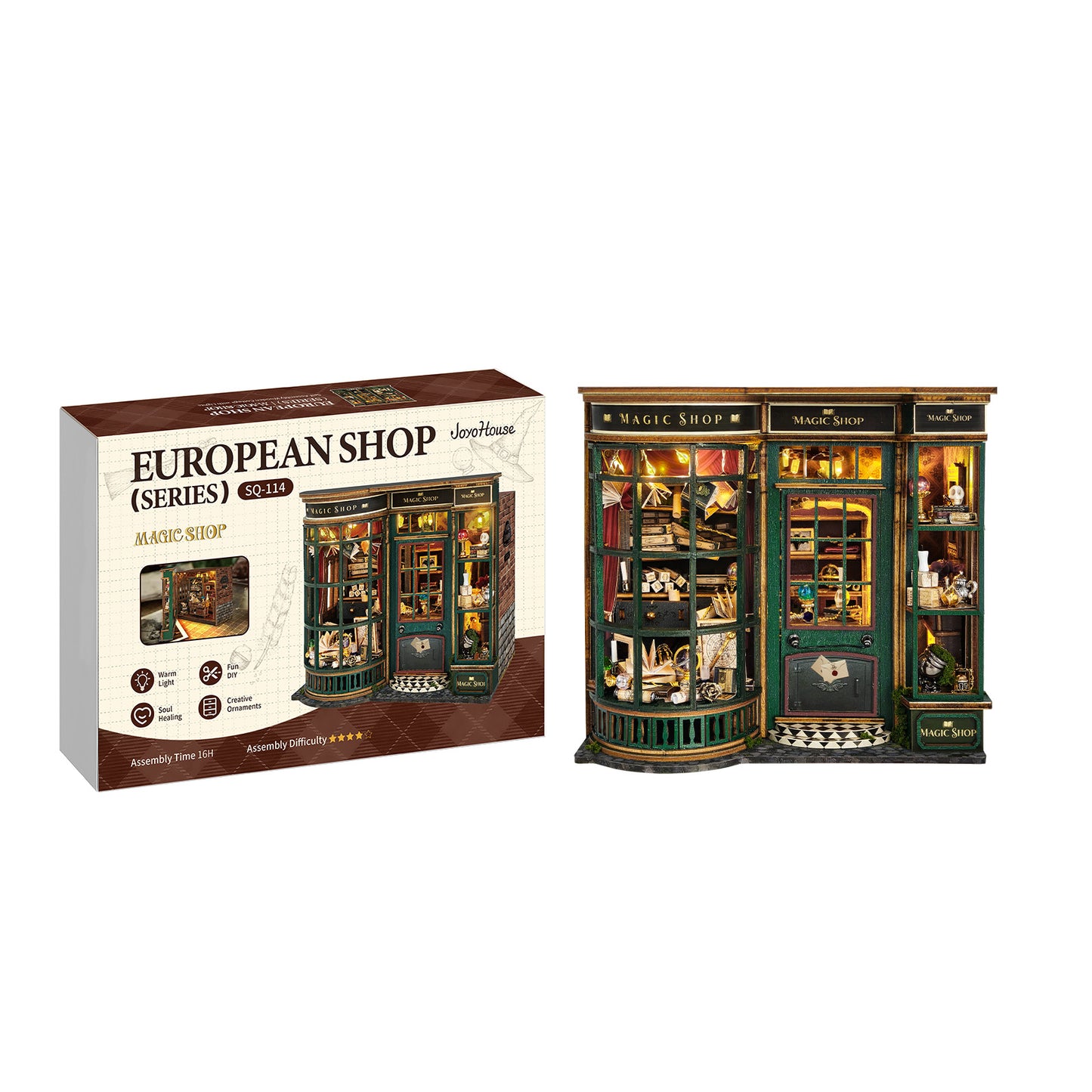Magic Shop DIY Miniature Dollhouse Kit with LED Lights Pixie Curio