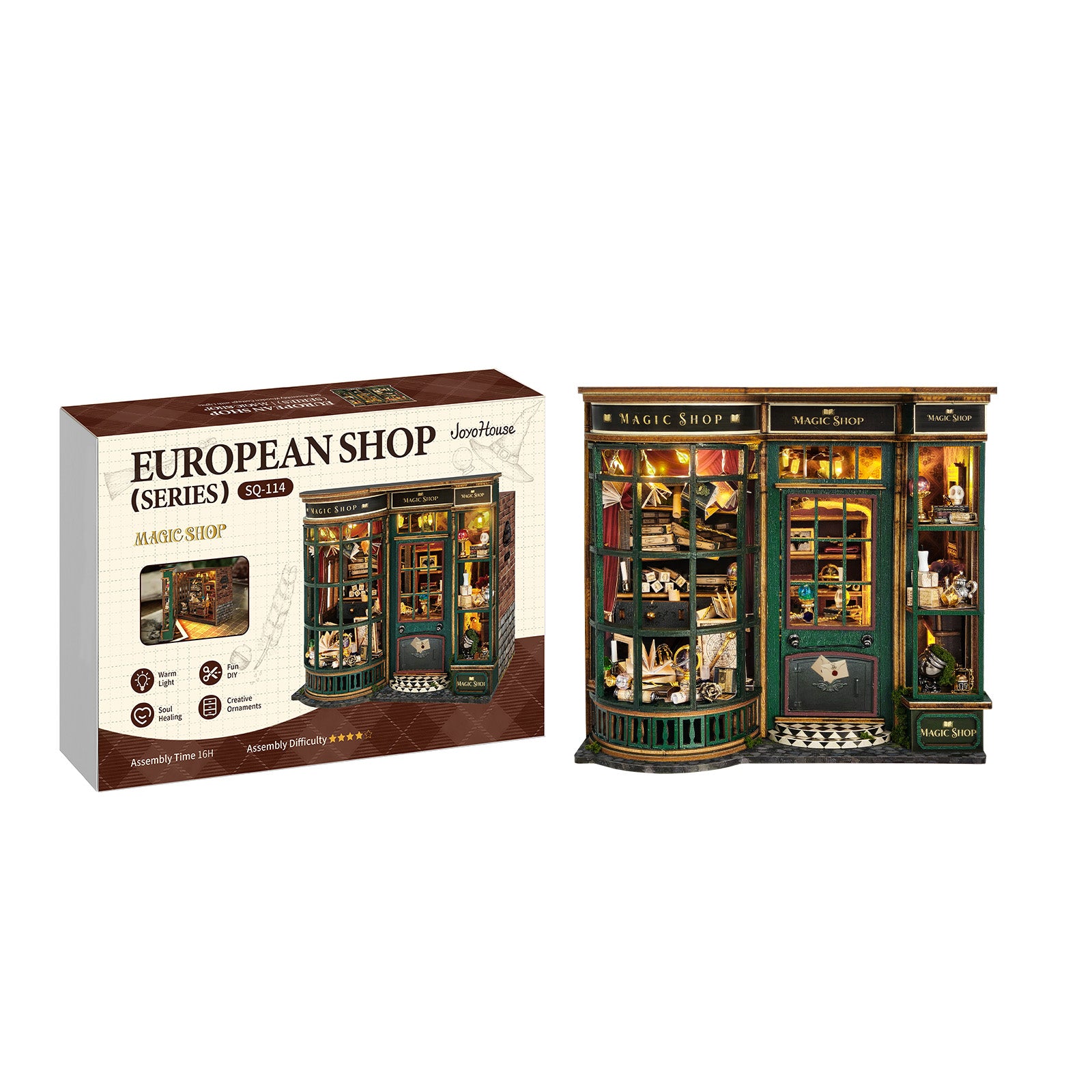 Magic Shop DIY Miniature Dollhouse Kit with LED Lights Pixie Curio