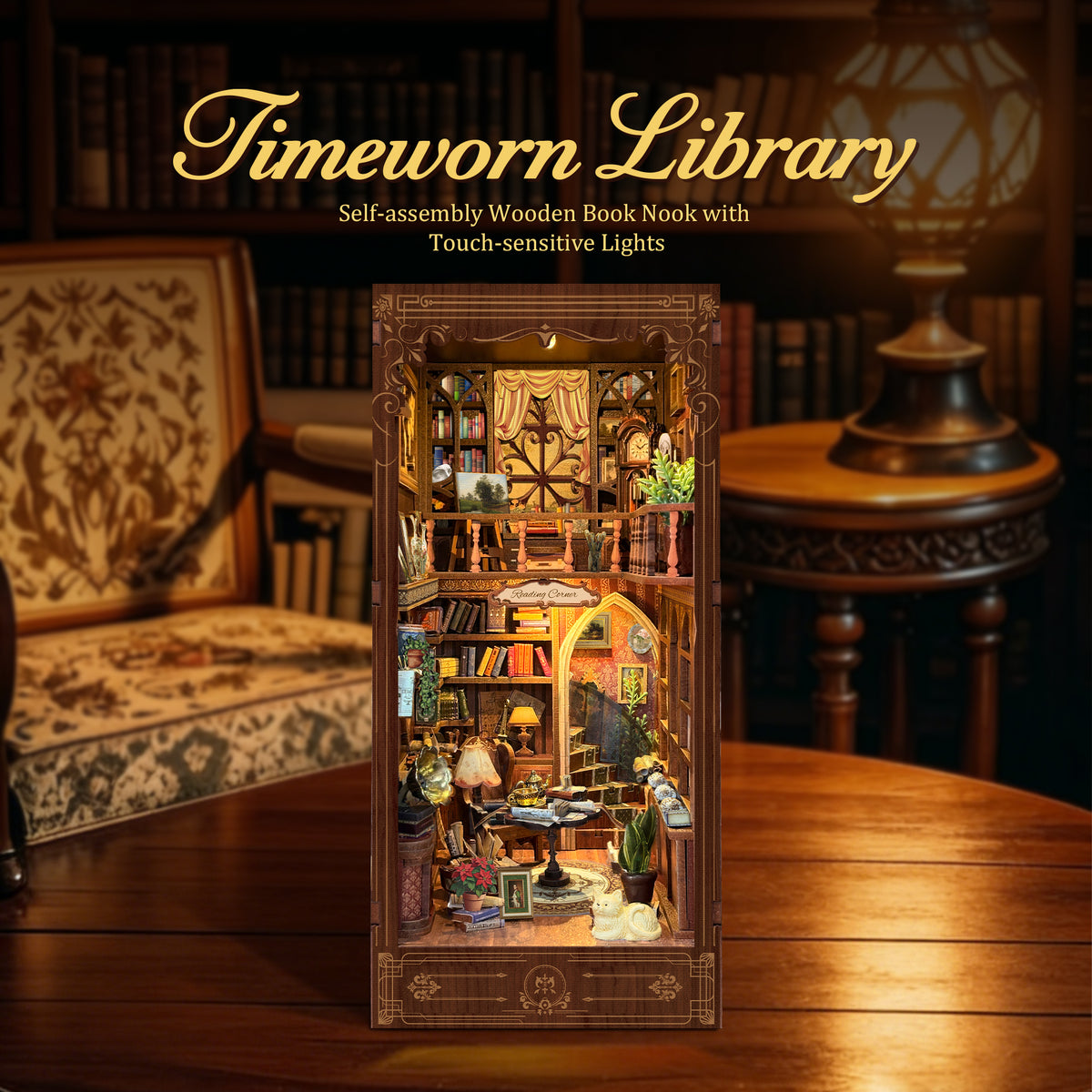 Timeworn Library DIY Book Nook Kit with Touch LED