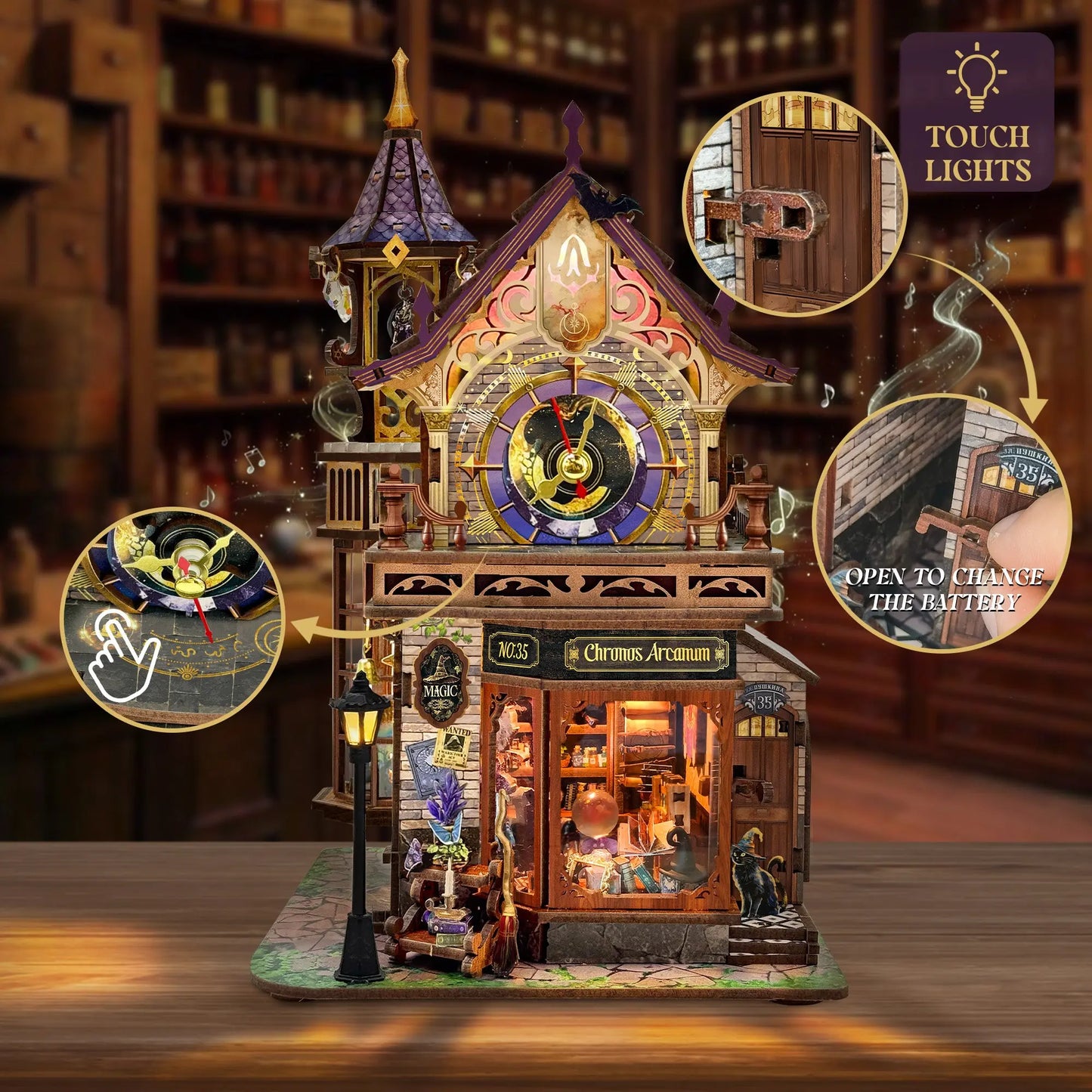 Pixie Curio Chronos Arcanum DIY Miniature Clock Tower with LED Lights pixieCurio