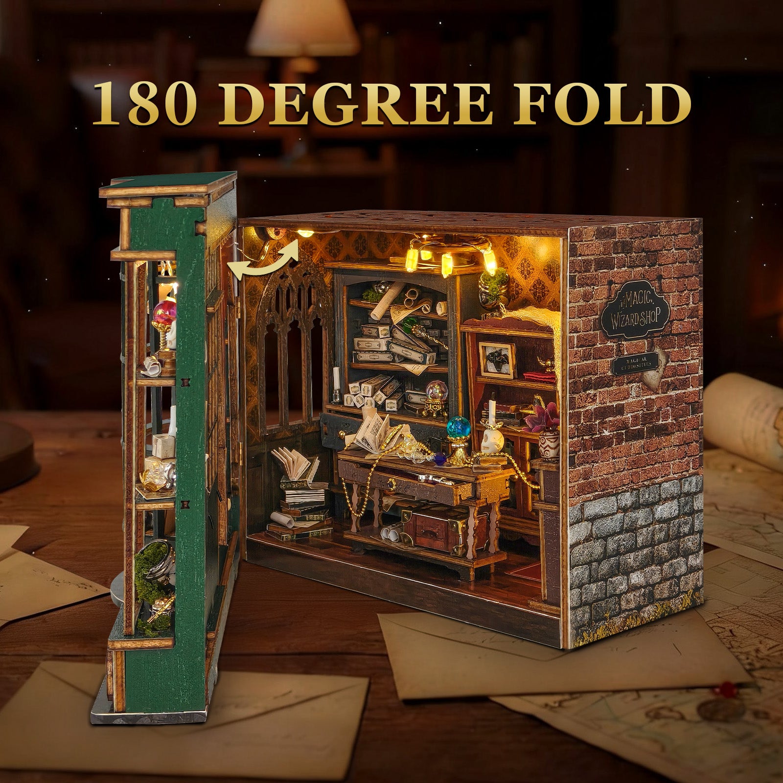 Magic Shop DIY Miniature Dollhouse Kit with LED Lights Pixie Curio