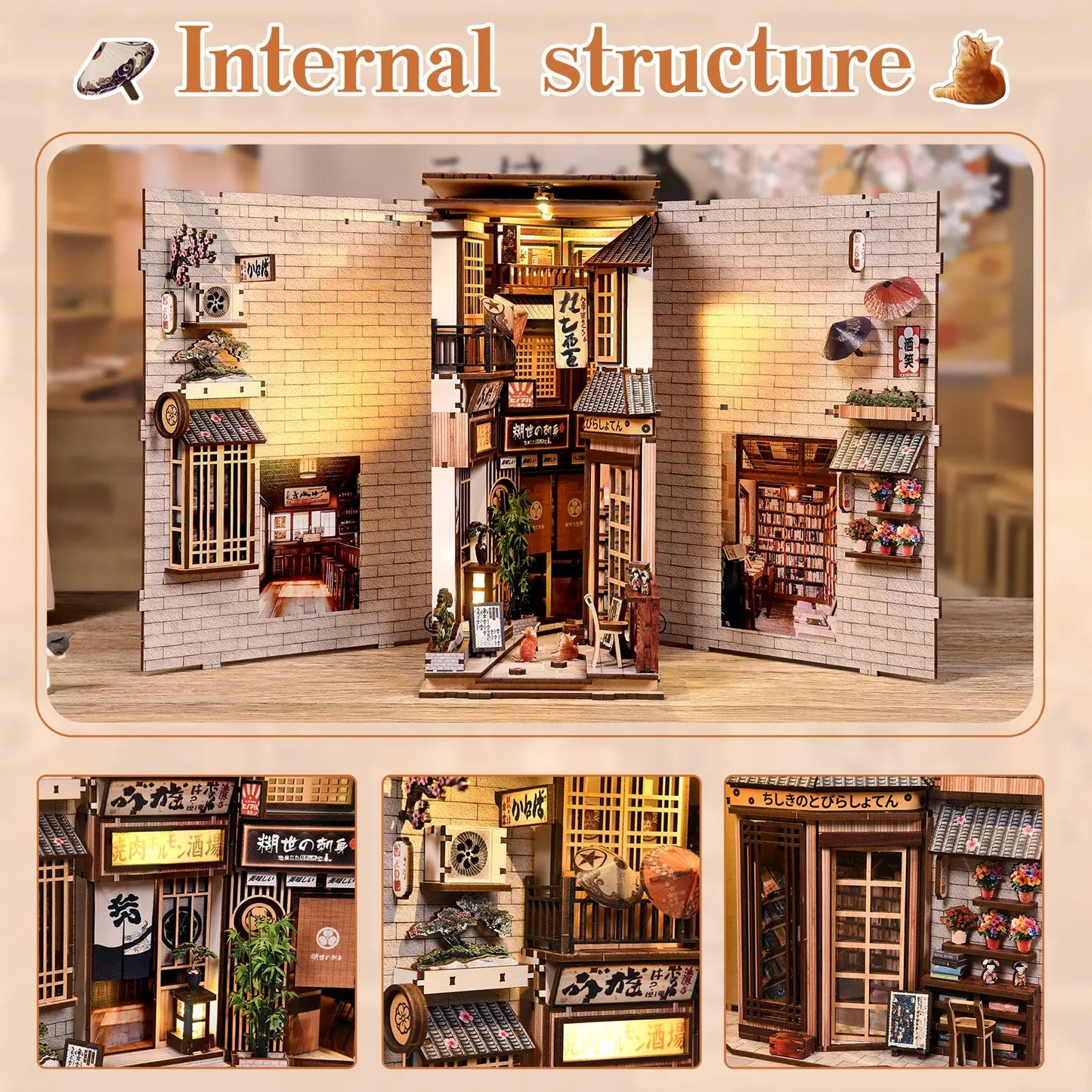 Pixie Curio DIY Book Nook Kit (Waiting Cat Alley) pixieCurio