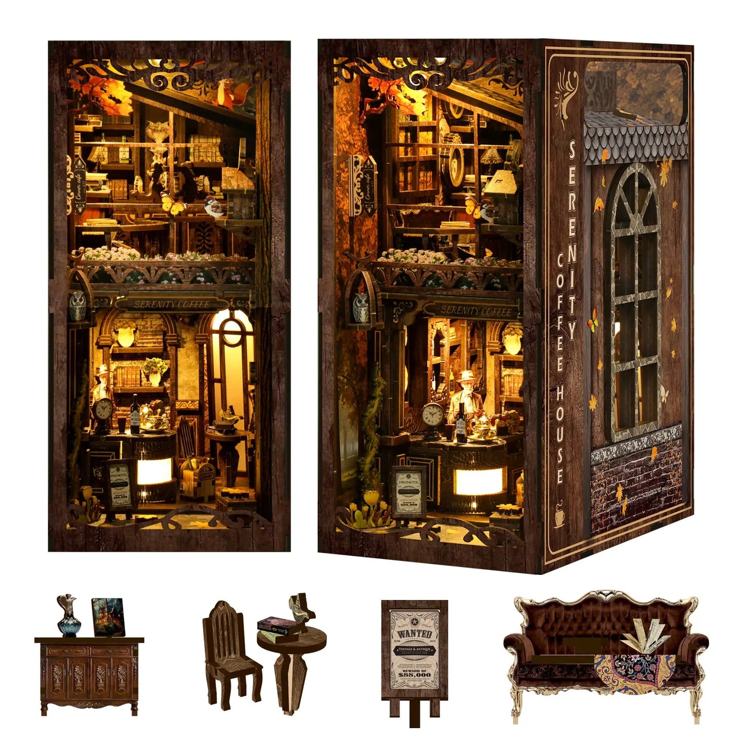 Pixie Curio DIY Book Nook Kit (Serenity Coffee House) pixieCurio